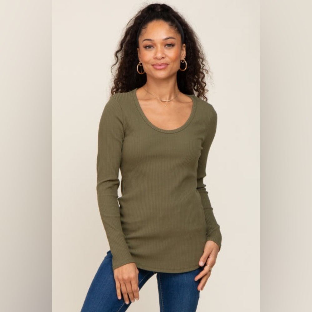 Mossimo Supply Co. Green Waffle Knit Thermal Long Sleeve Crew Neck Top Sz S